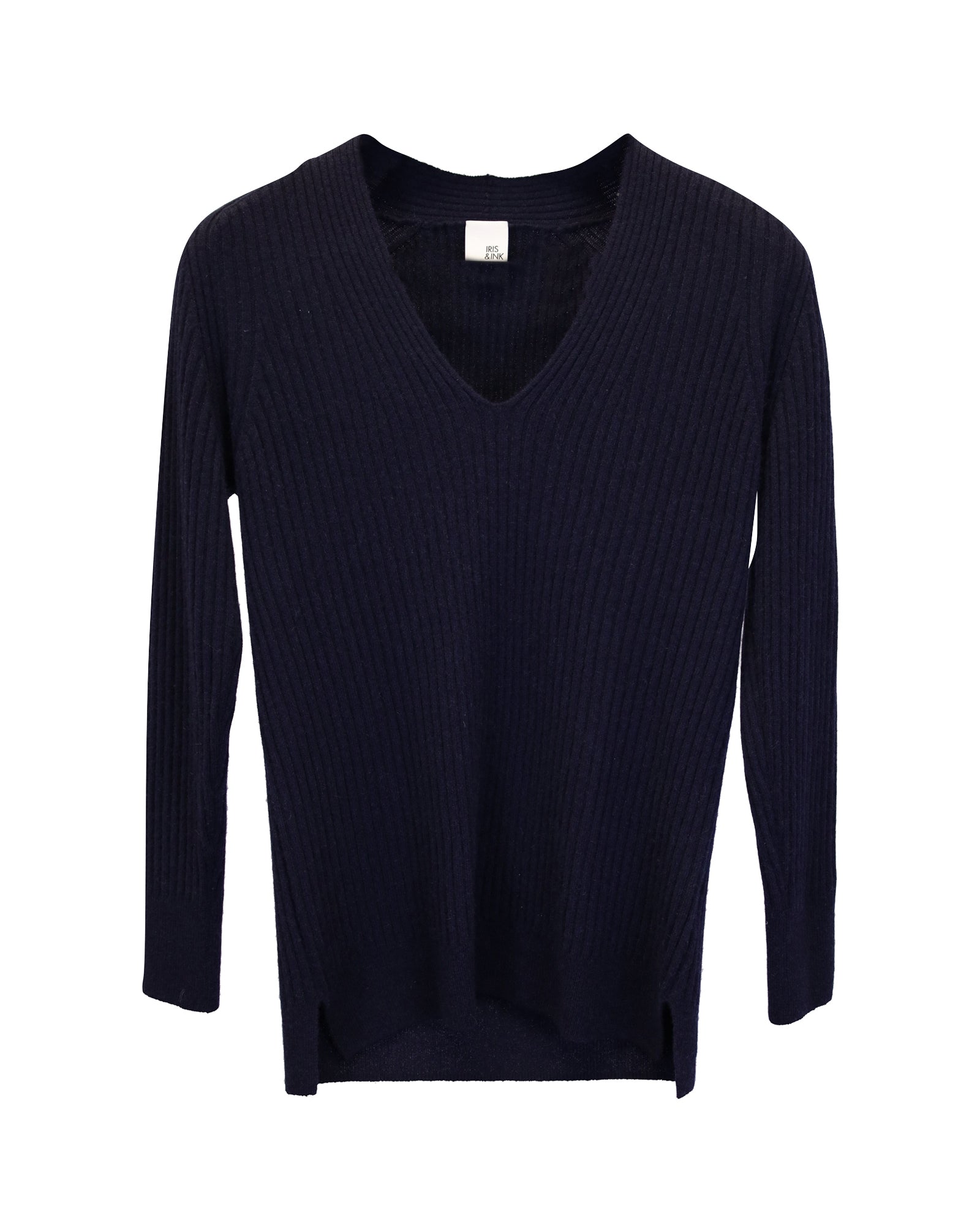 V-neck Sweater in Navy Blue Cashmere