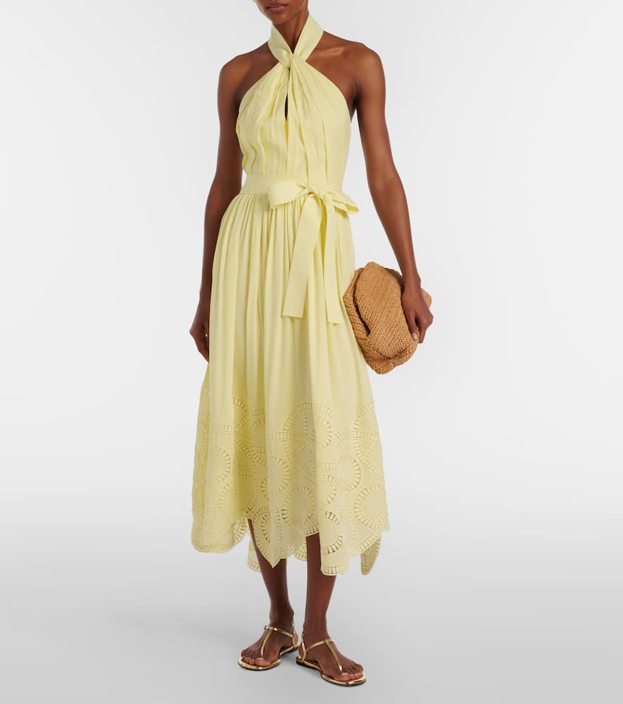Halterneck silk-blend midi dress