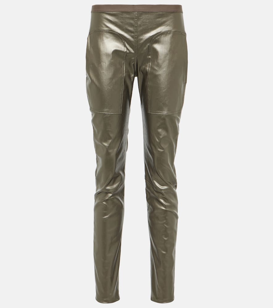 Metallic denim leggings