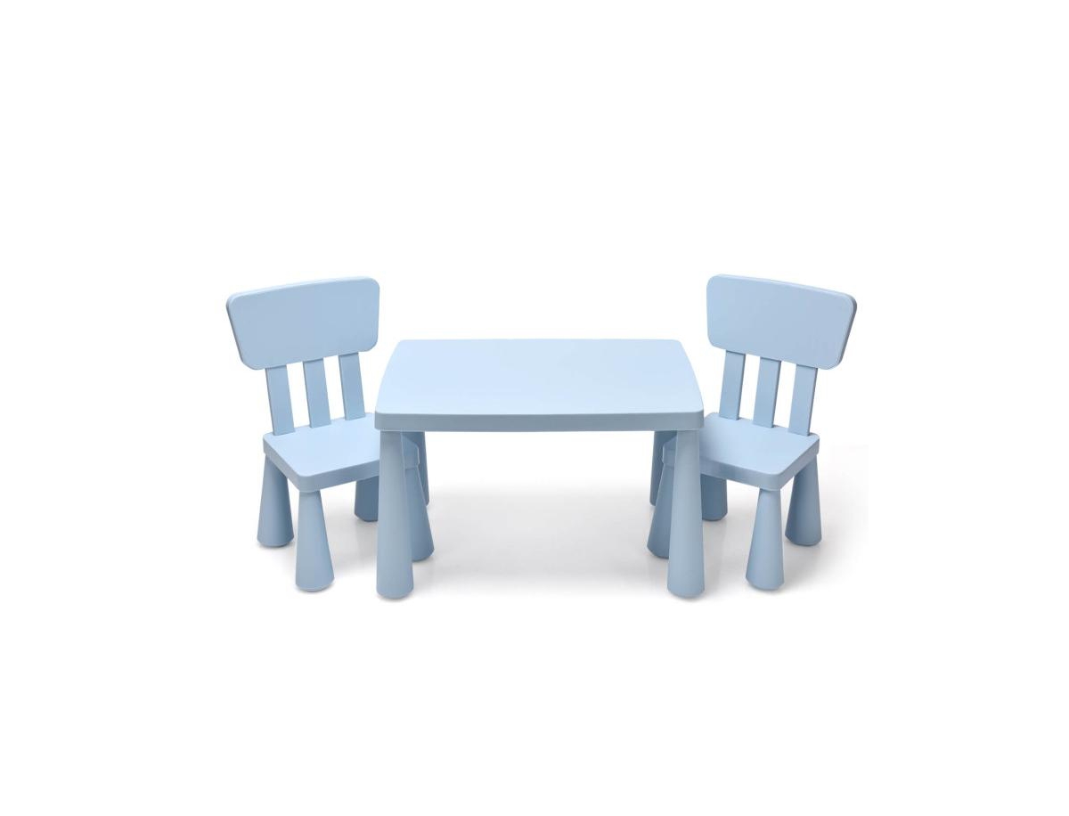 3 Pieces Toddler Multi Activity Play Dining Study Kids Table and Chair Set - Blue