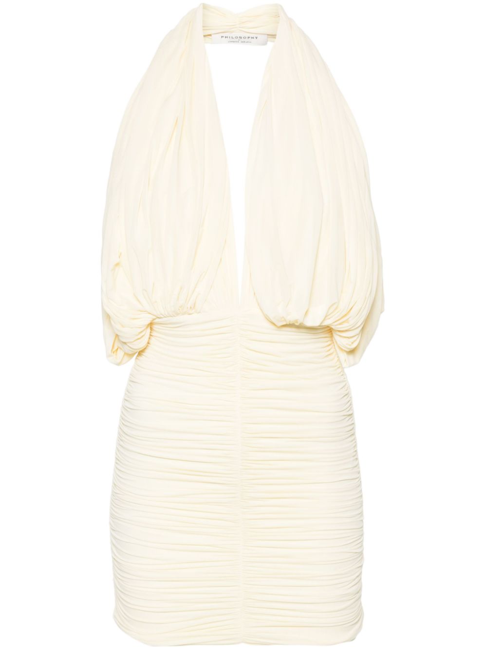 Plunge ruched minidress - Green