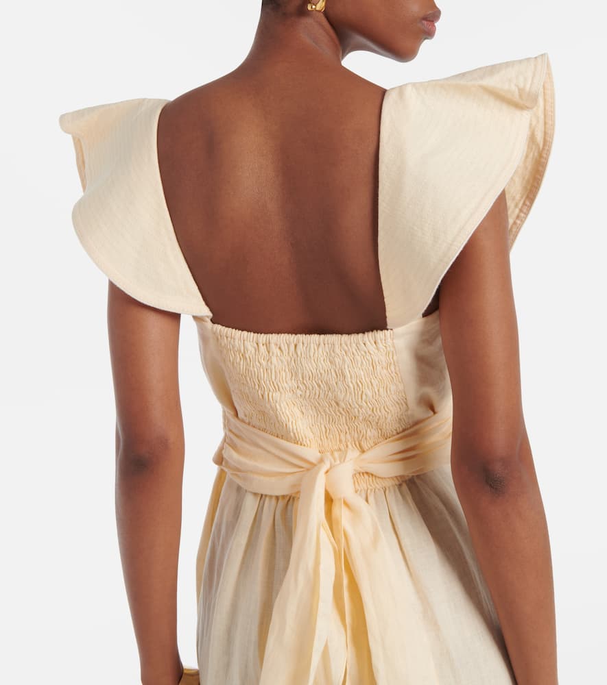 Ruffled linen midi dress