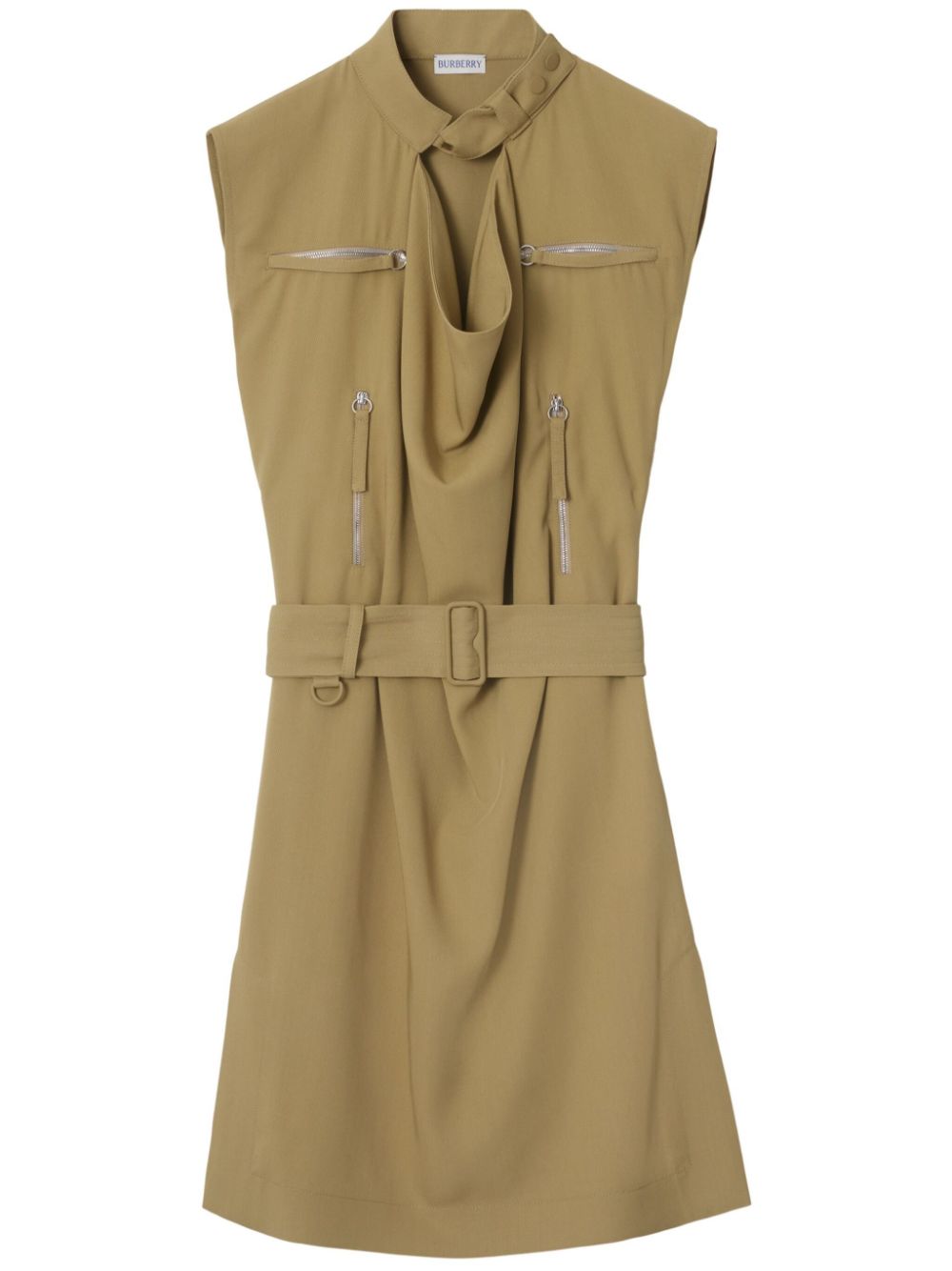 Belted silk dress - Neutrals
