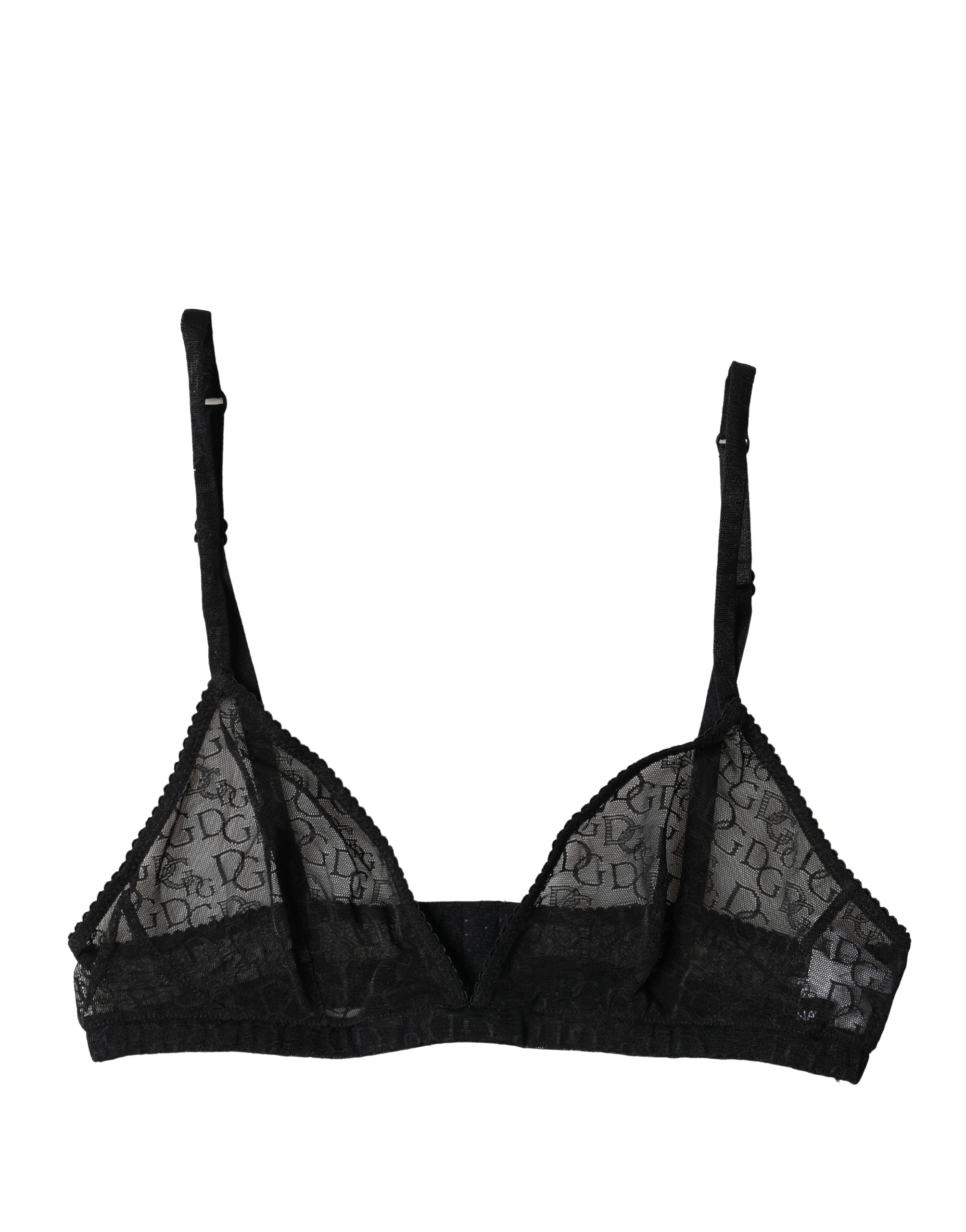 Logo-Print Sheer Soft Cup Bra — Black