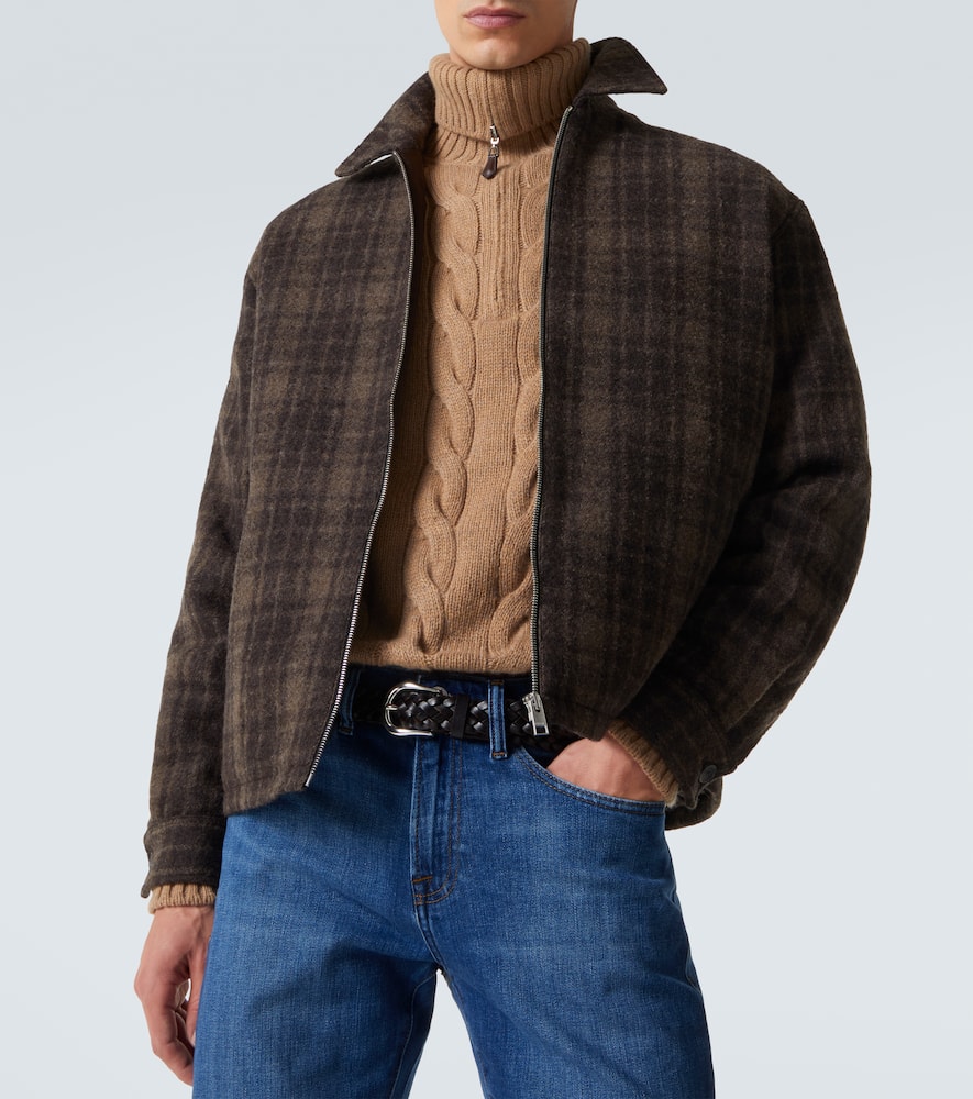 Checked virgin wool blouson jacket