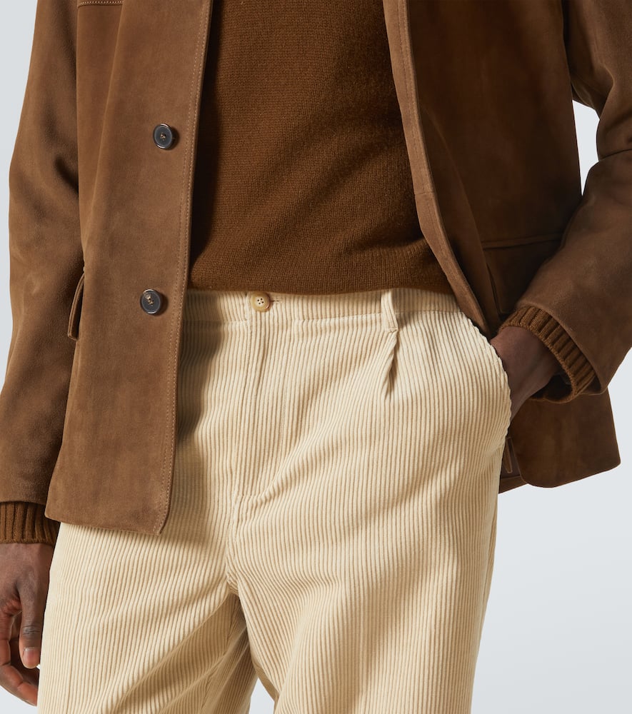 Pleated cotton straight pants