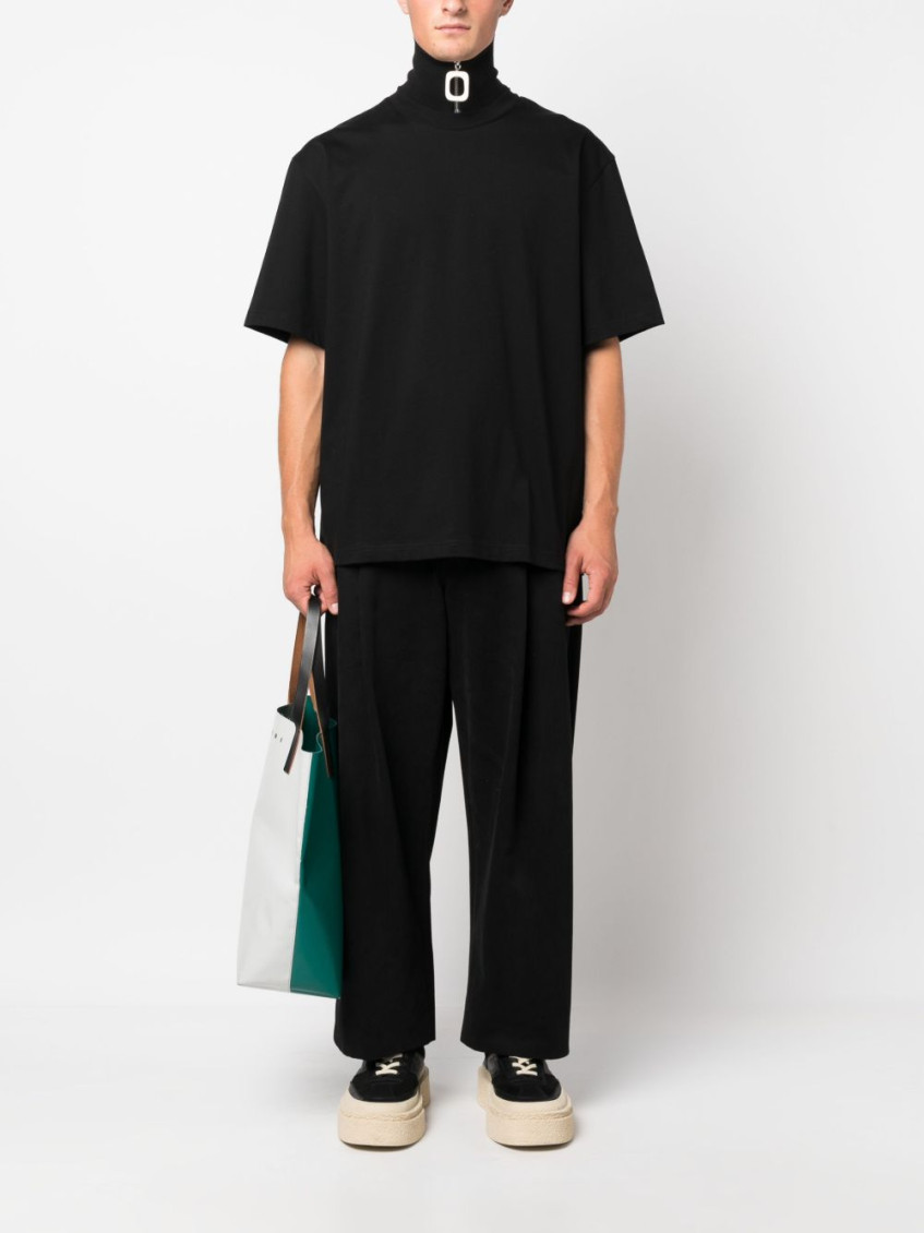Branded Boxy Fit T-shirt Black cotton boxy fit t-shirt - Lay