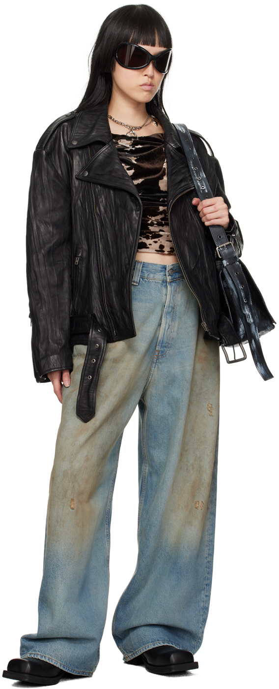Acne Studios Black Crinkled Leather Jacket