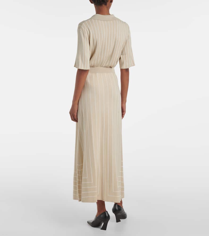 Striped cotton and silk maxi skirt