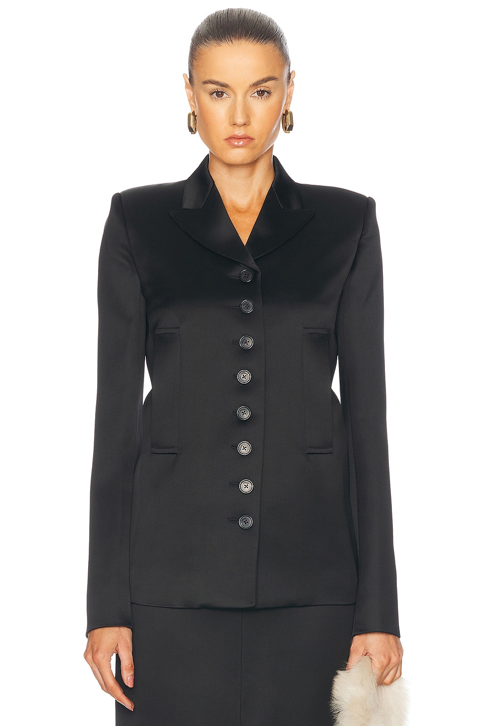KHAITE Saraphina Jacket in Black - Black.  6 also in