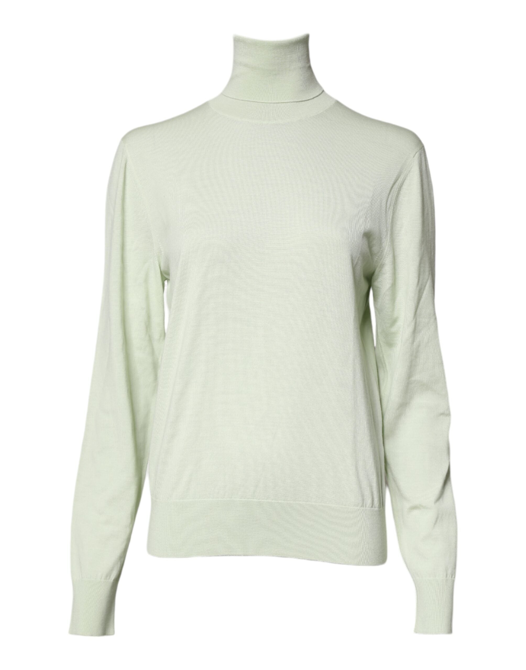 Virgin Wool Turtleneck Sweater — Green