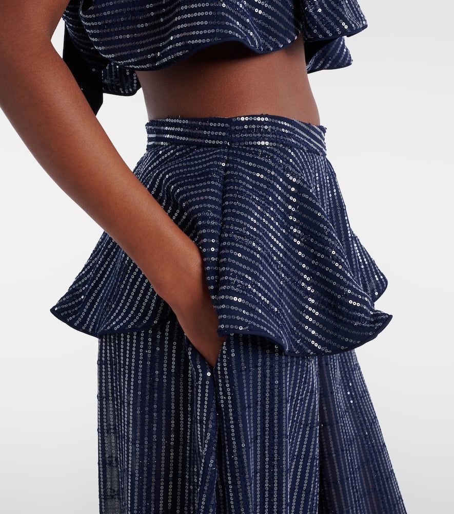 Sequined wide-leg pants