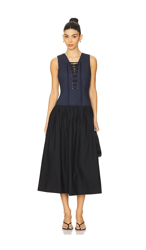 Ulla Johnson MIDI-KLEID DENIA in Navy. Größe 6. Also in 0, 10, 12, 2