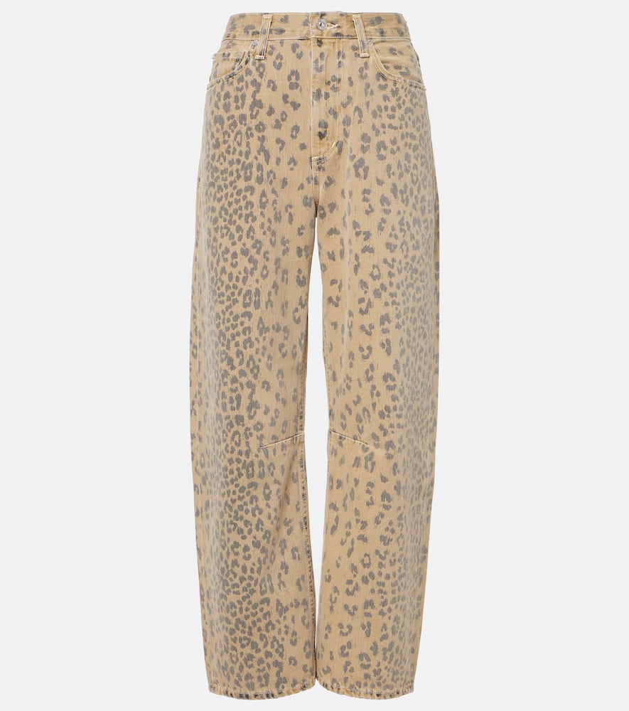 Miro printed barrel-leg jeans