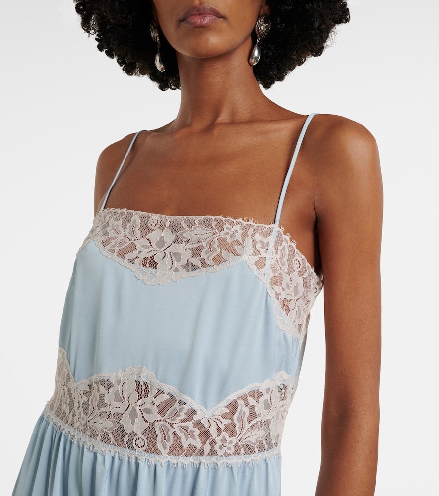 Morris lace-trimmed satin midi dress