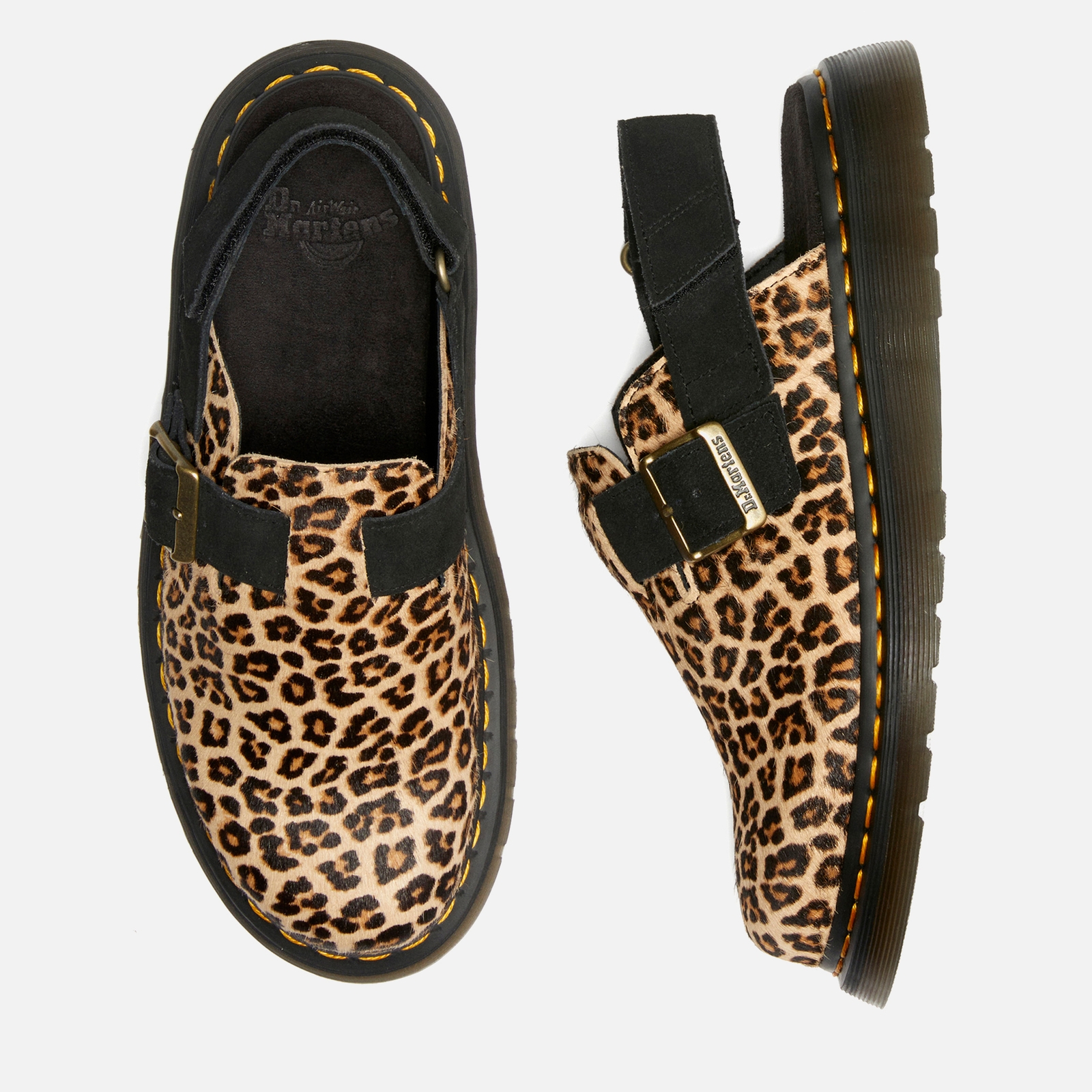 Dr. Martens Women's Jorge II Leopard Leather Mules - UK 3