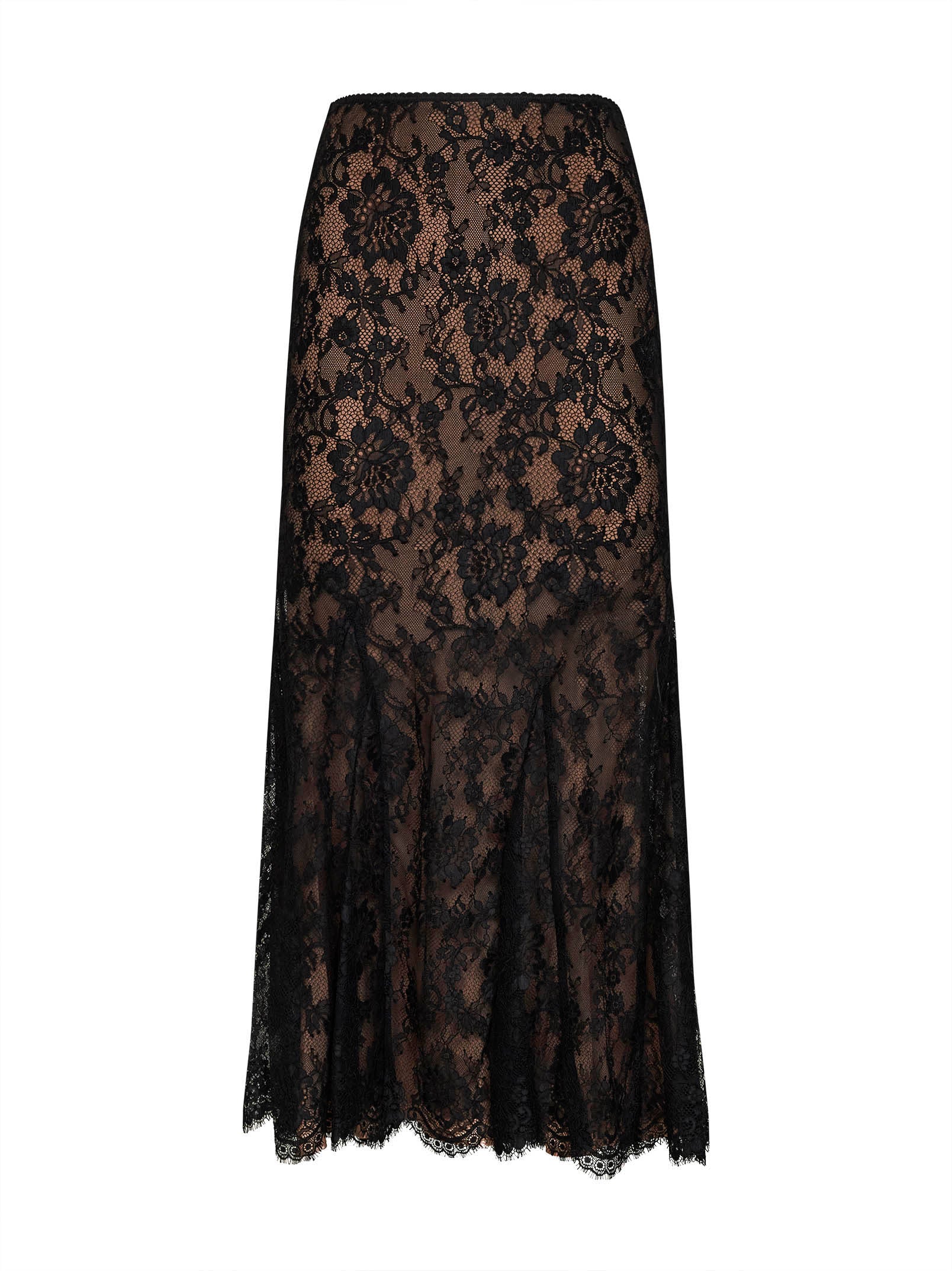 Lace Midi Skirt — Black
