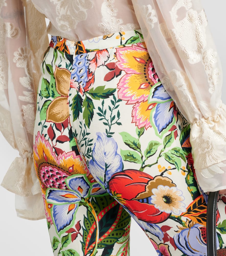 High-rise floral straight pants