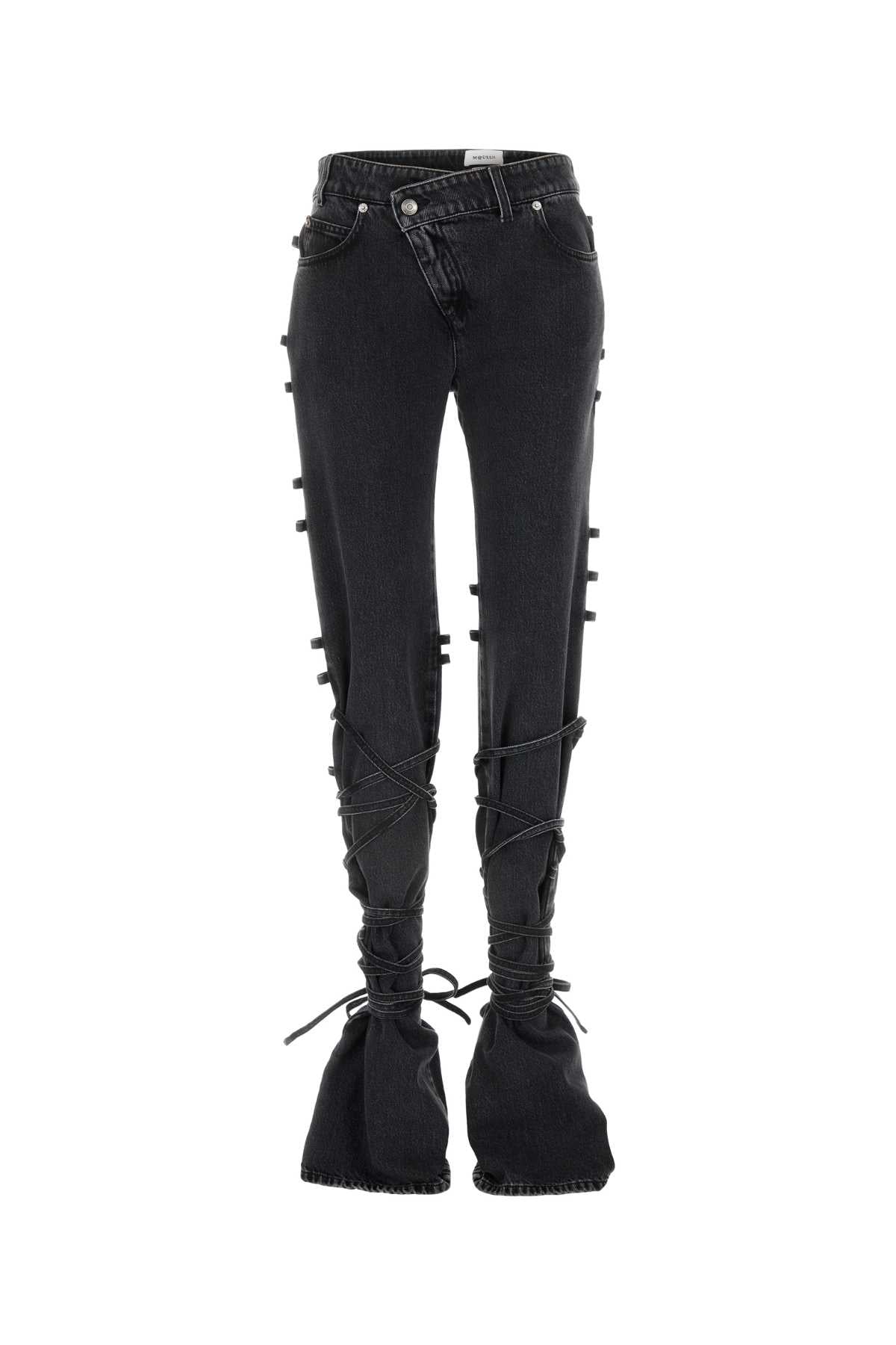 Lace-Up Leg Jeans — Black