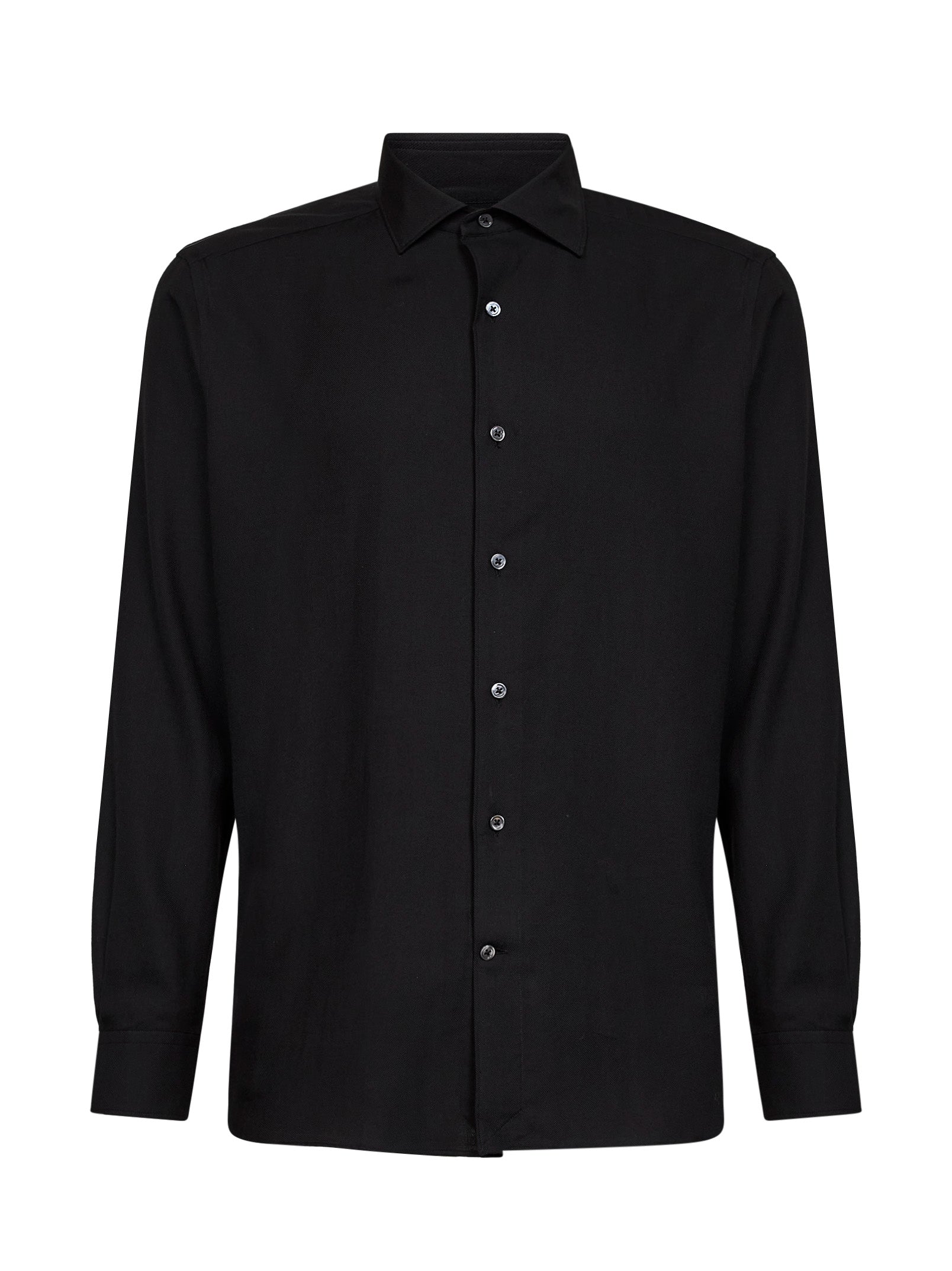 Cotton-Cashmere Blend Shirt — Black