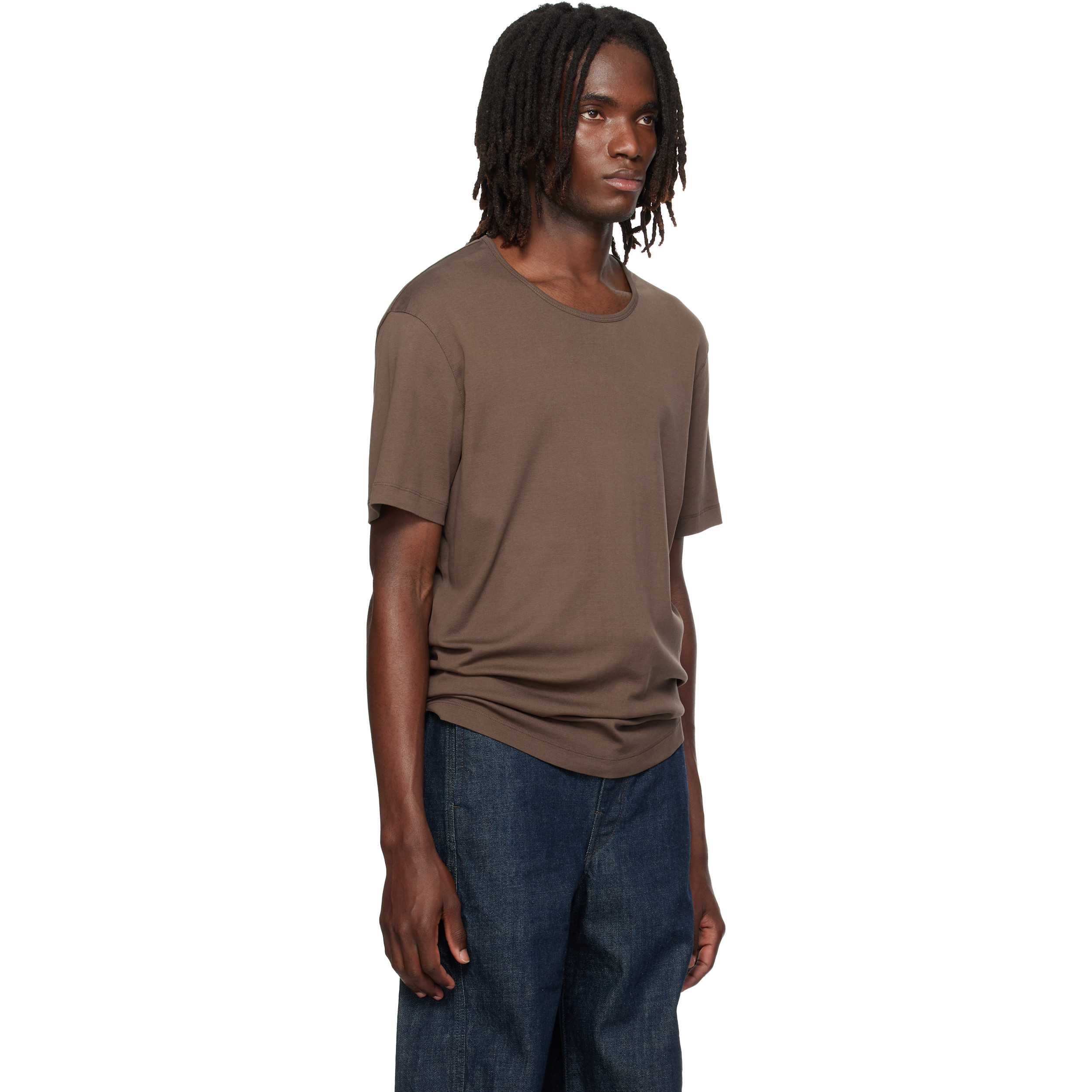 Brown Scoop-Neck T-shirt