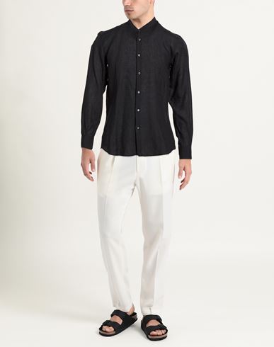 Man Shirt Black Size M Linen