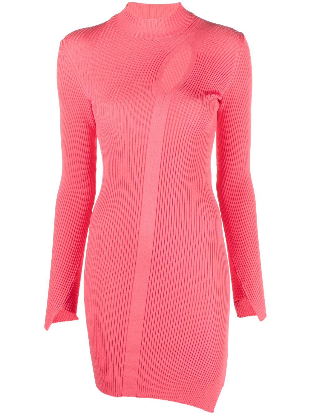 Ribbed-knit slashed minidress - Black