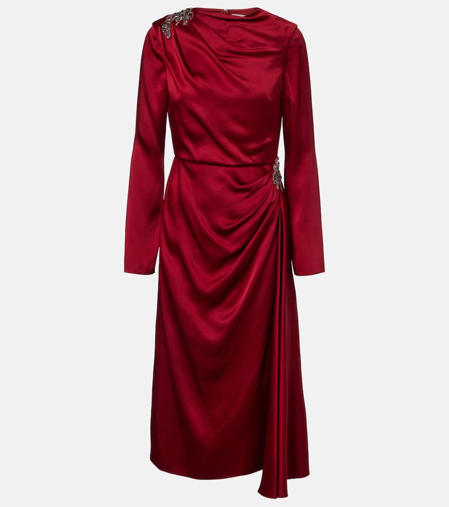 Crystal-embellished satin cady cocktail dress
