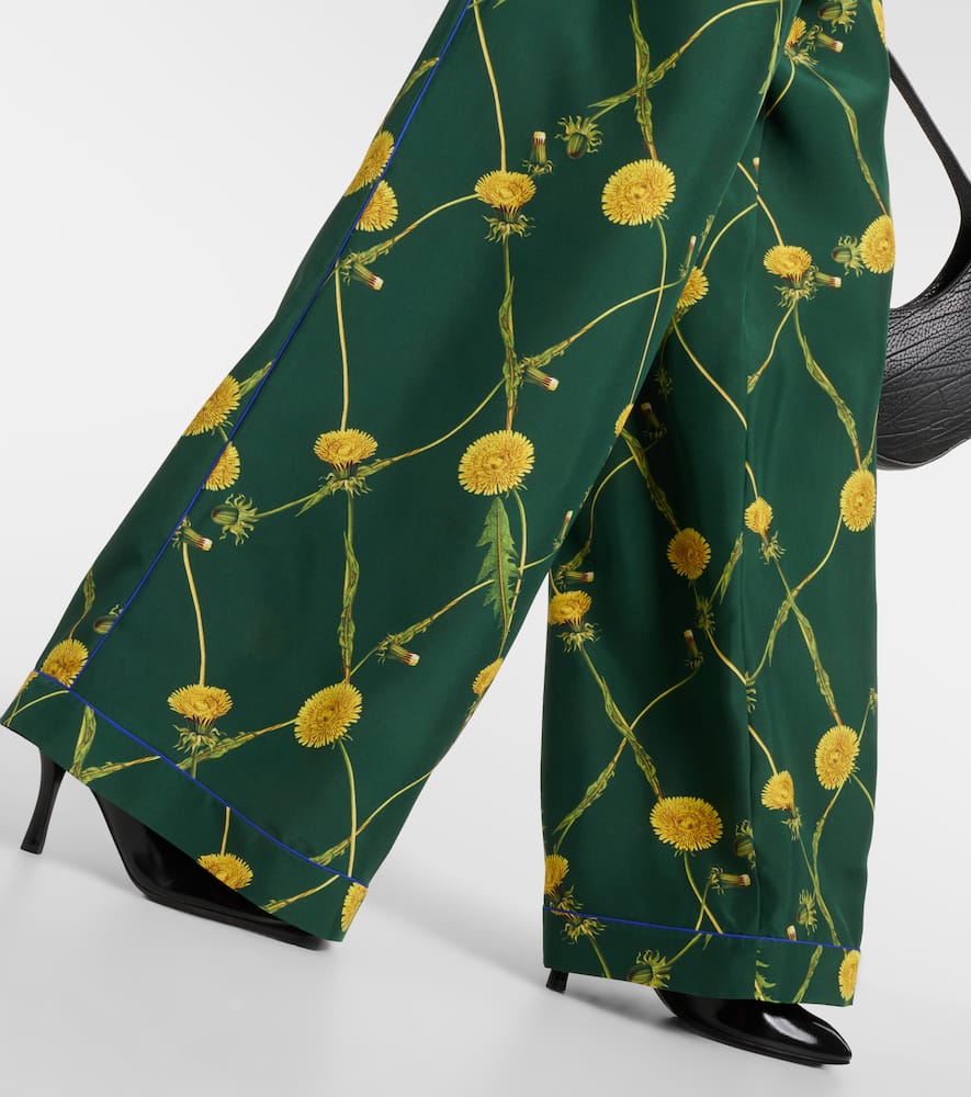 Floral silk pajama pants