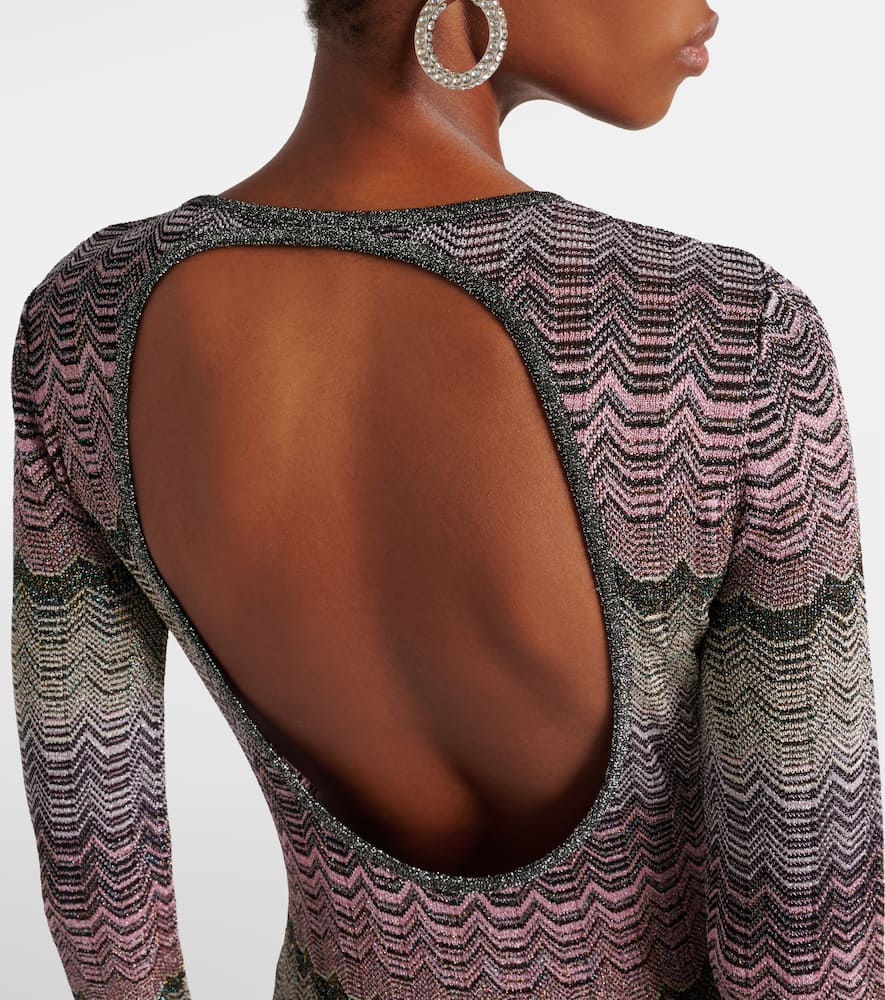 Open-back lamé maxi dress