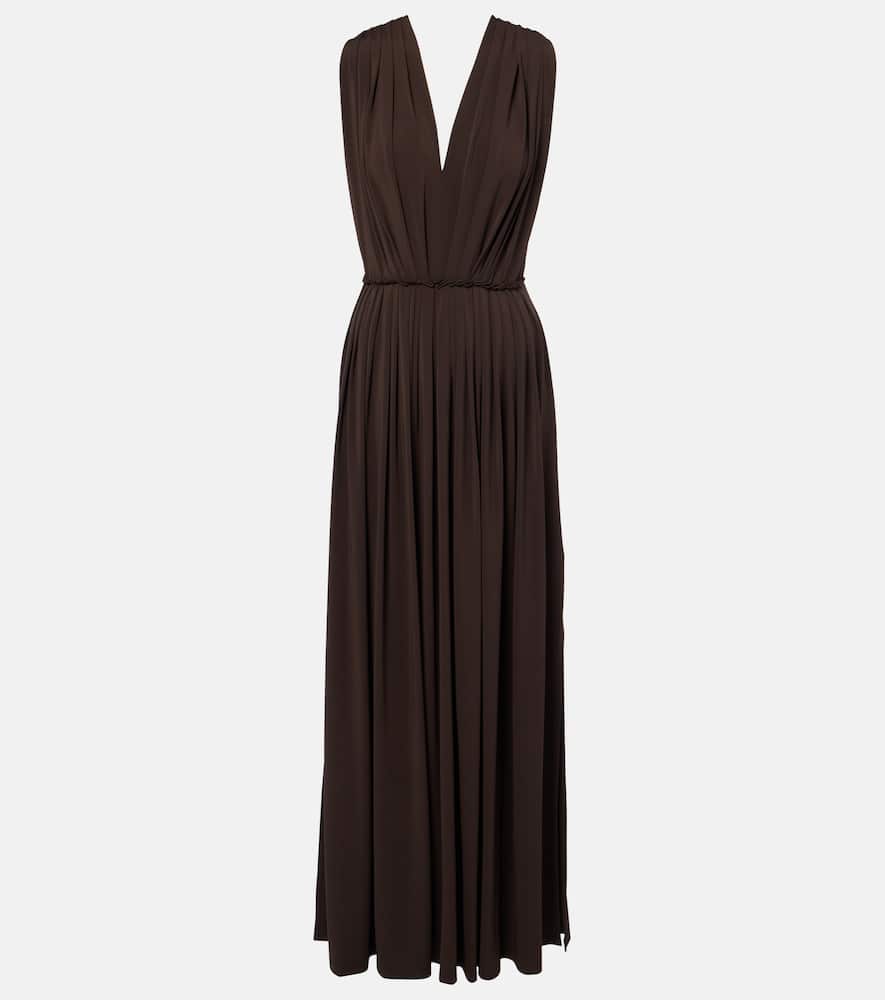 Pleated gathered maxi dress