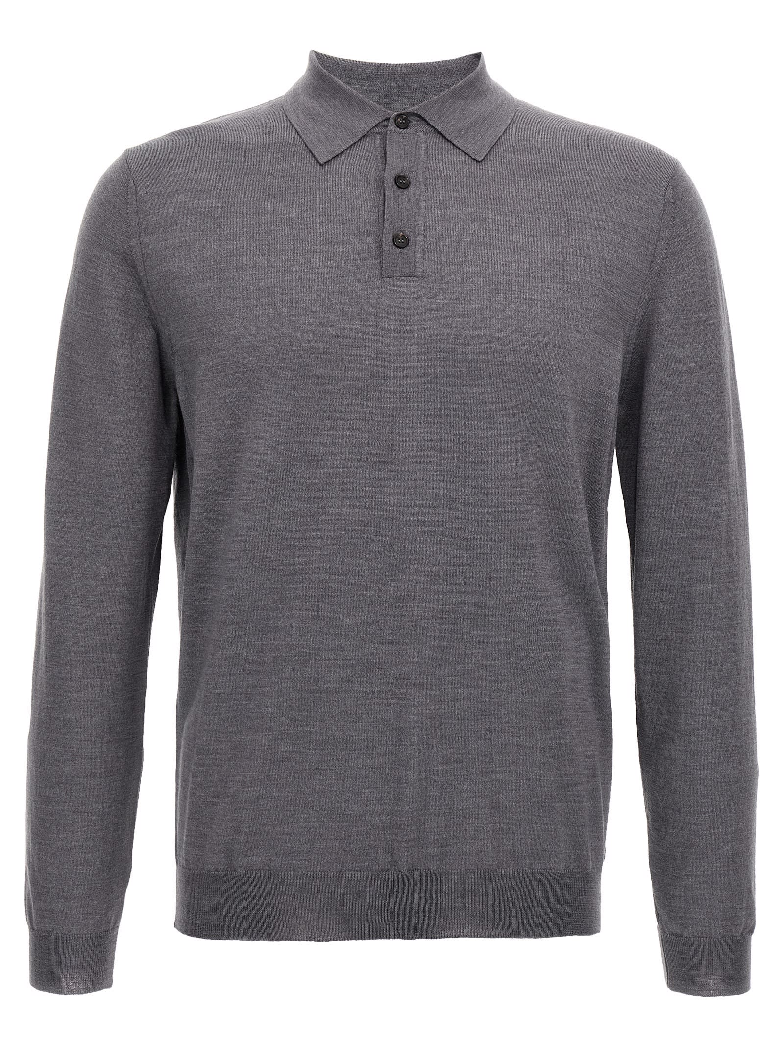 Grey Wool Polo Shirt