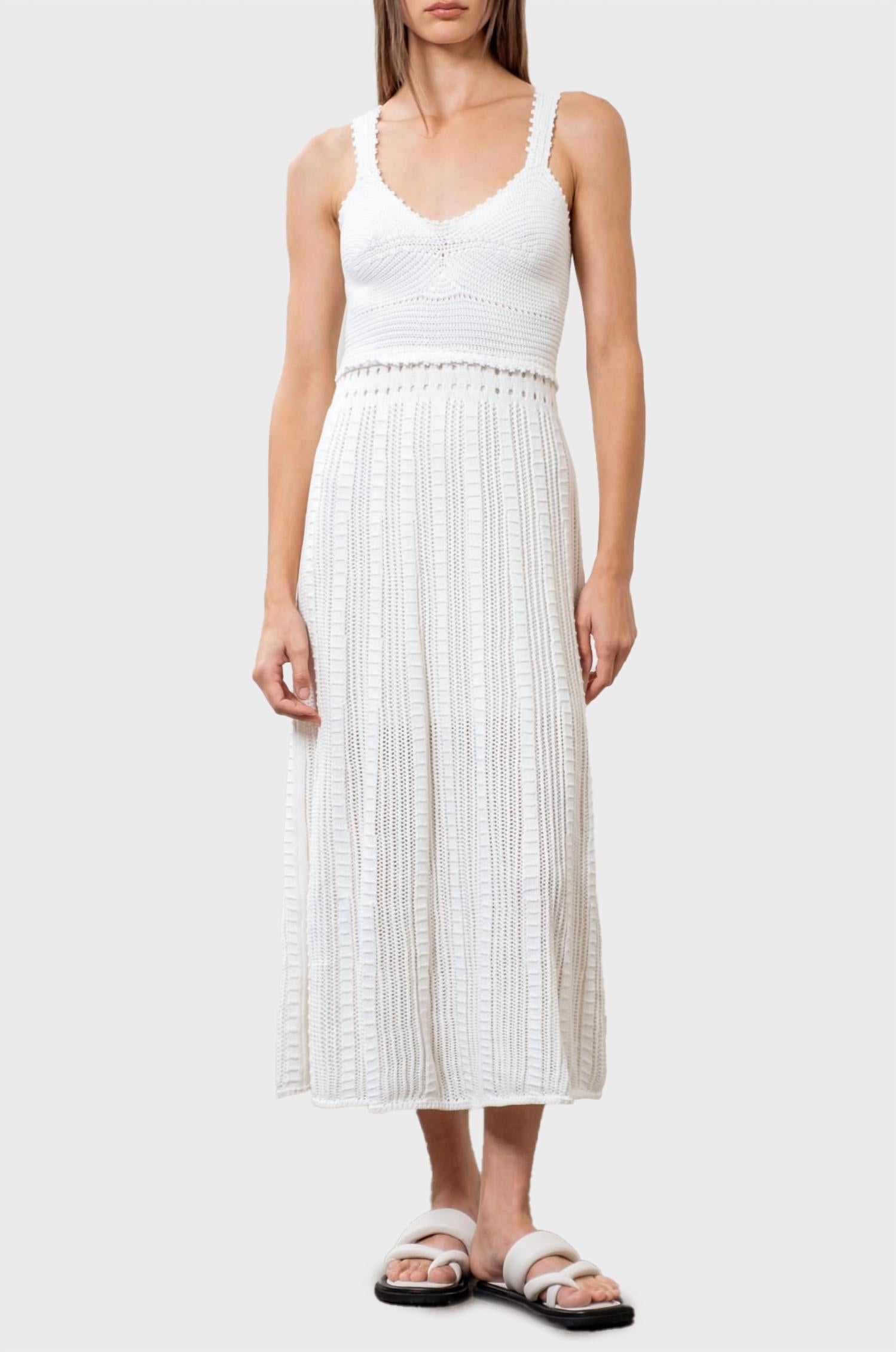 Crochet Midi Dress In Ivory