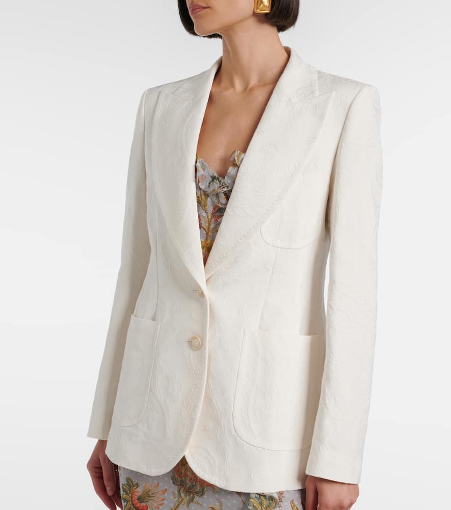 Embroidered cotton-blend blazer