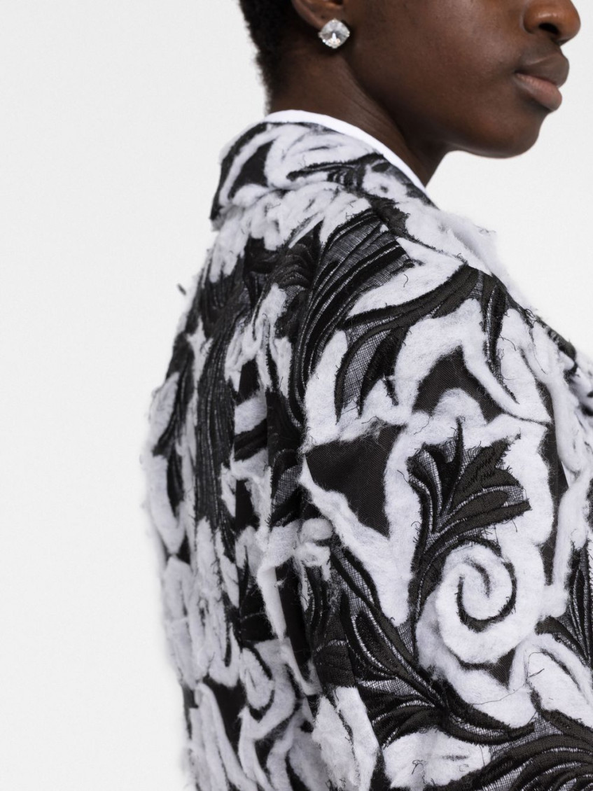 Black Double-breasted Damask Coat