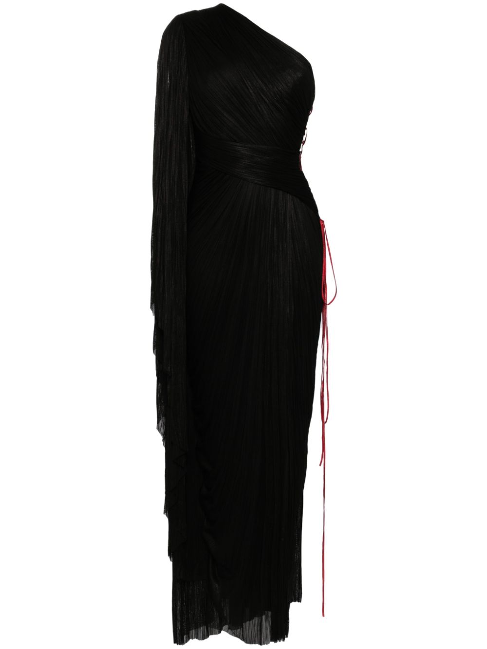 Draped one-shoulder maxi dress - Black