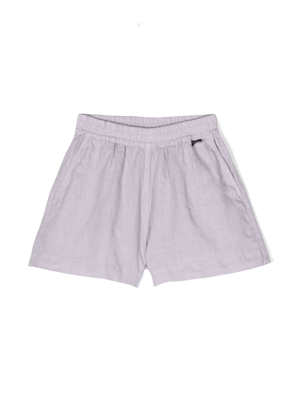 Elasticated-waist linen shorts - Purple