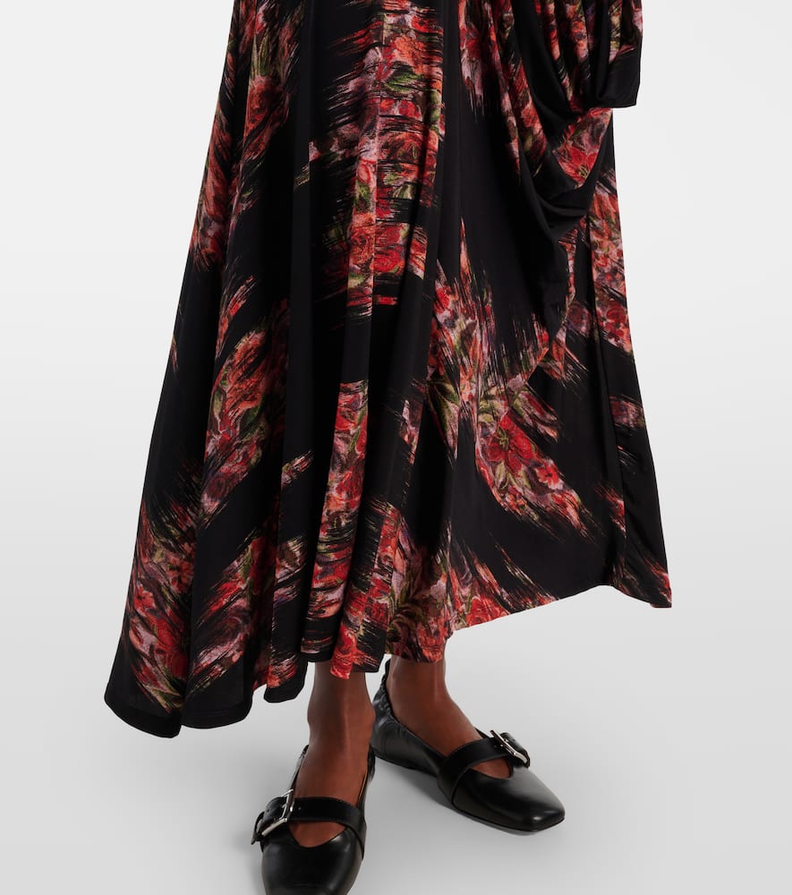 Floral ruched jersey maxi dress