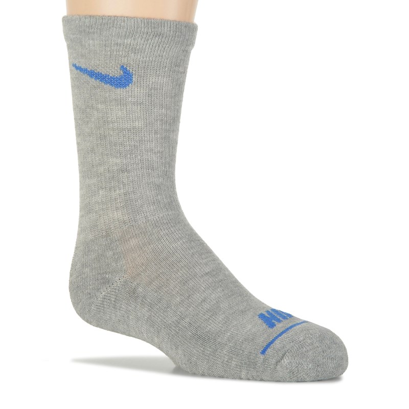 Kids' 6 Pack Youth X-Small Cushioned Crew Socks (Red/Grey/White/Blue Assorted)