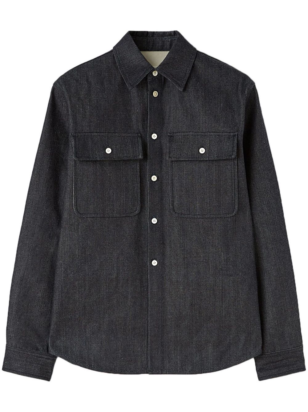 Spread-collar denim shirt - Grey