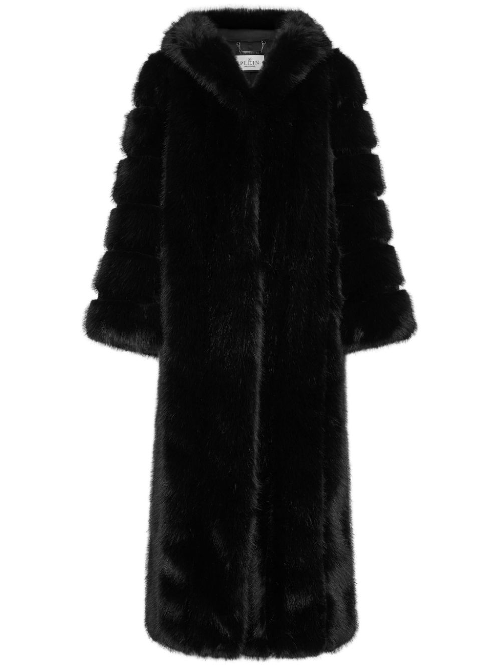 Hooded faux-fur coat - Black