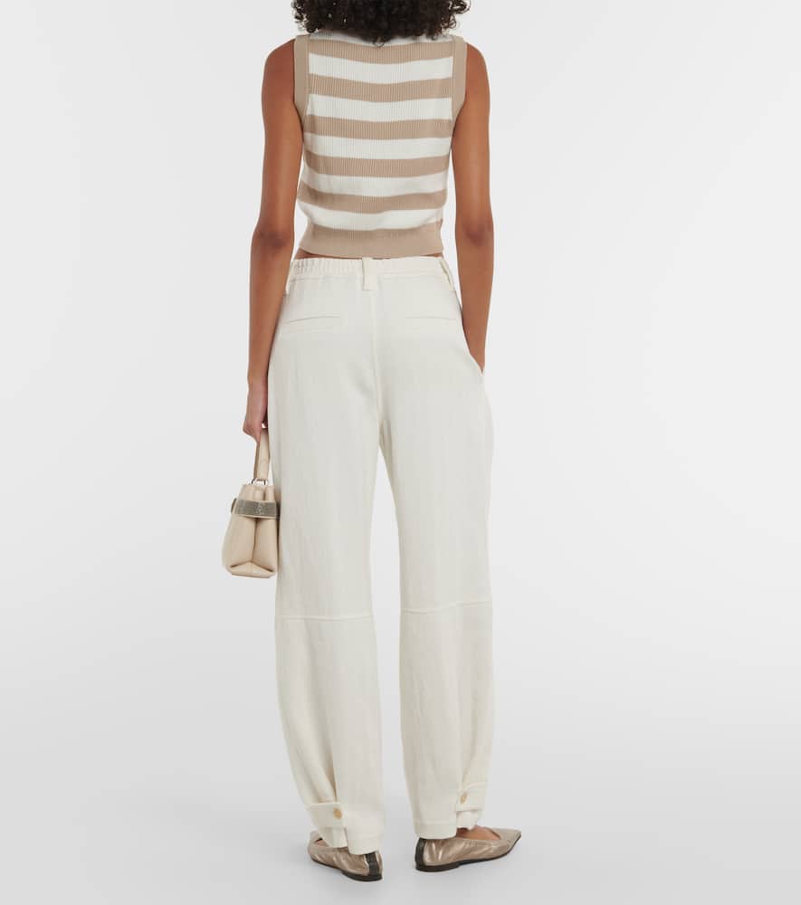 Cotton and linen straight pants