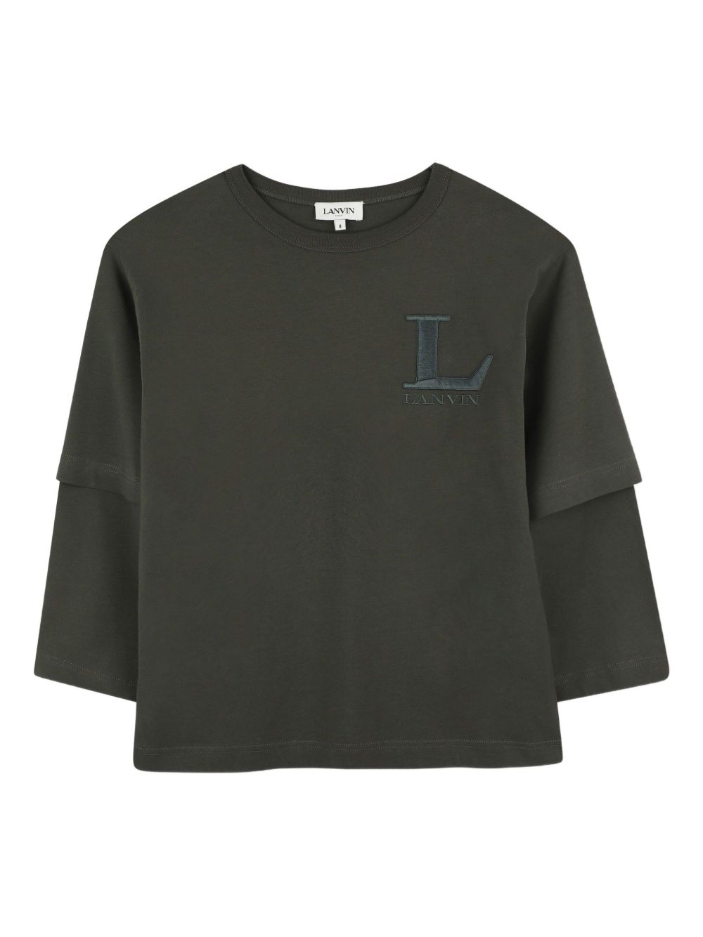 Logo-embroidered layered T-shirt - Green