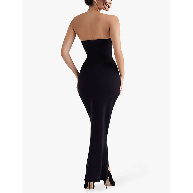 Womens Black Sabine Strapless Corset Stretch-woven Maxi Dress