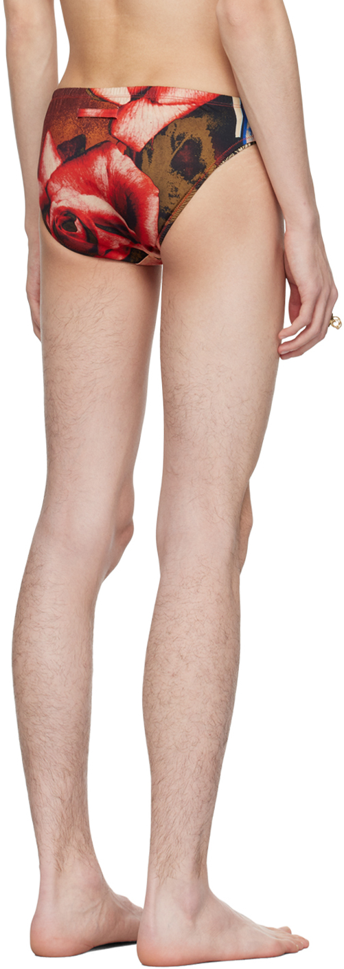 Jean Paul Gaultier Red 'The Roses' Swim Briefs