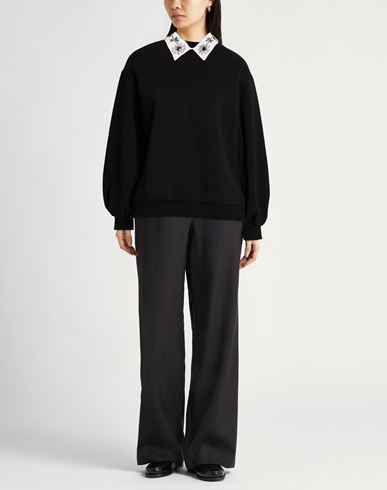 Woman Sweatshirt Black Size S Cotton, Polyester