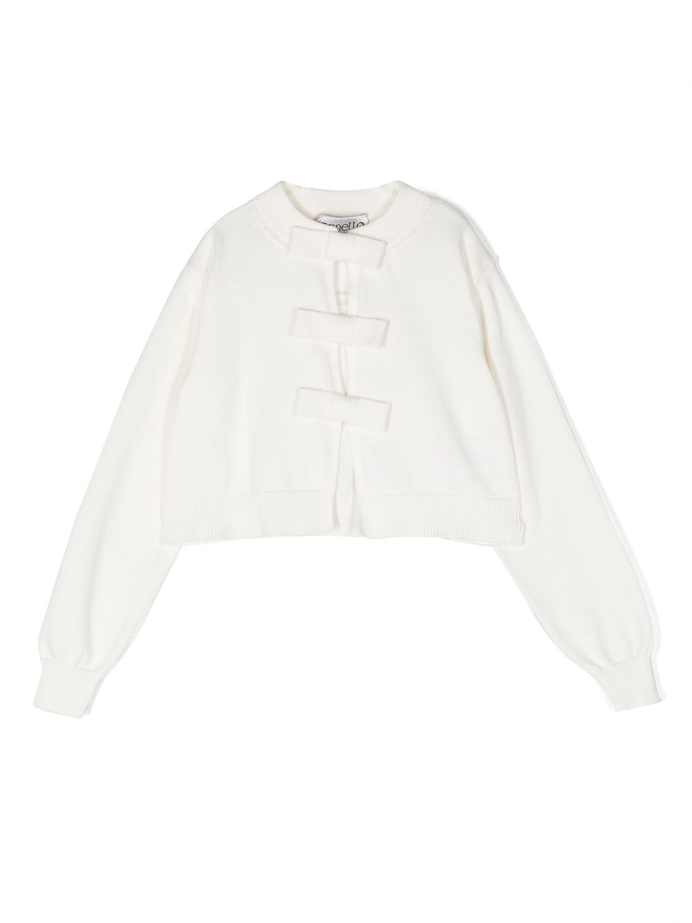 Bow-detailing cotton cardigan - White