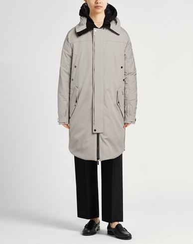Woman Coat Light grey Size 12 Polyamide, Polyester, Elastane
