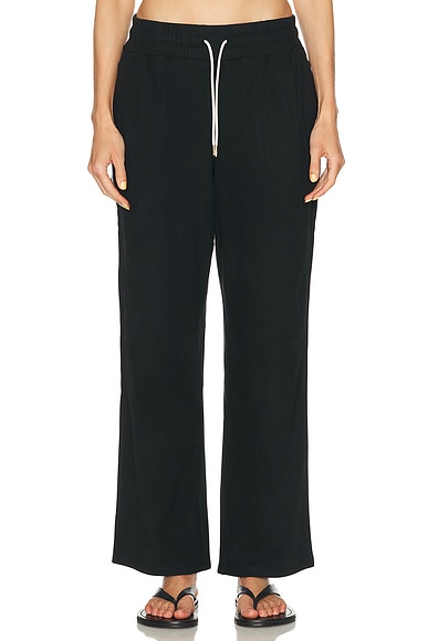 Varley Brushed Rib Straight Leg 30 Pant in Black & Snow White - Black. L also in M