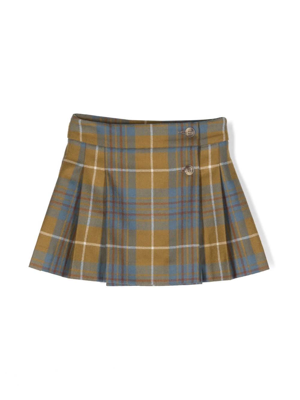 Check-print pleated skirt - Green
